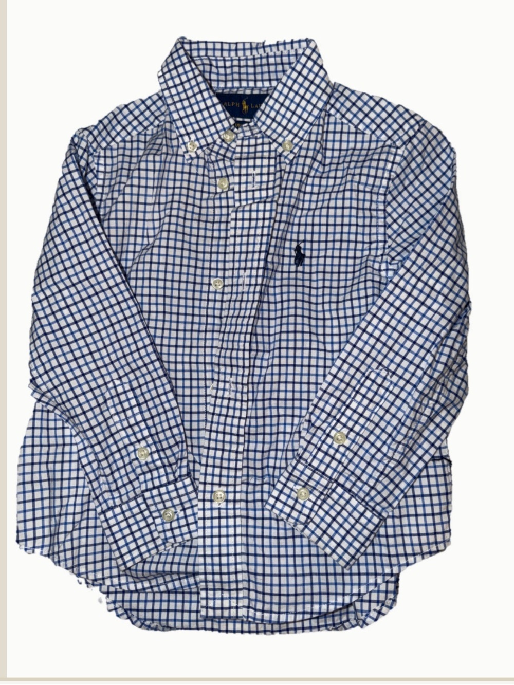 Ralph Lauren blue and white checker button down shirt 3T